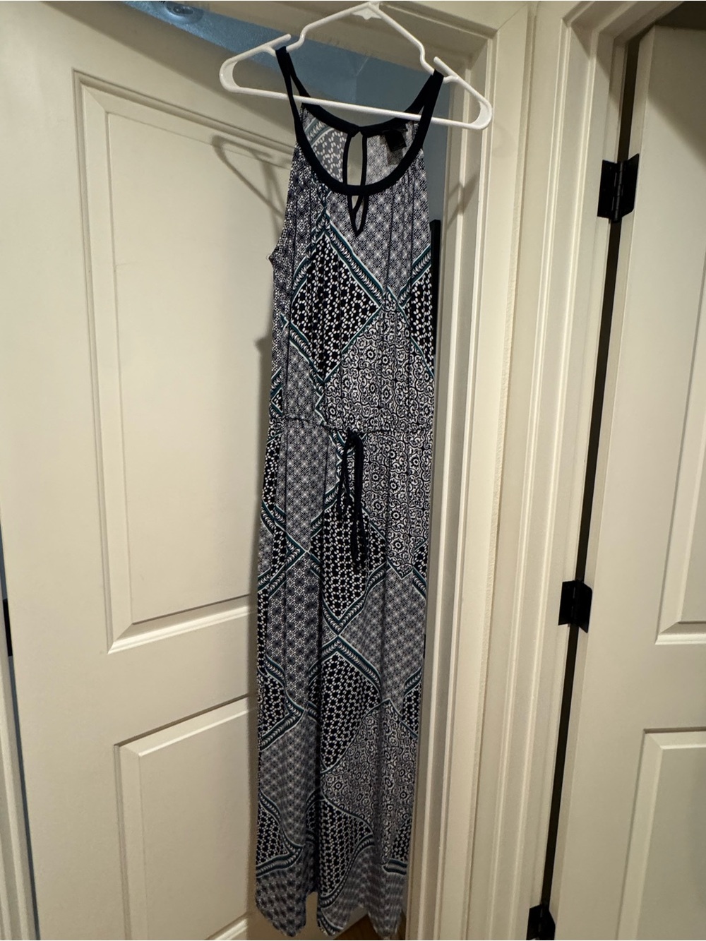 Enfocus Studio Black, White & Teal Geometric Print Maxi Dress
